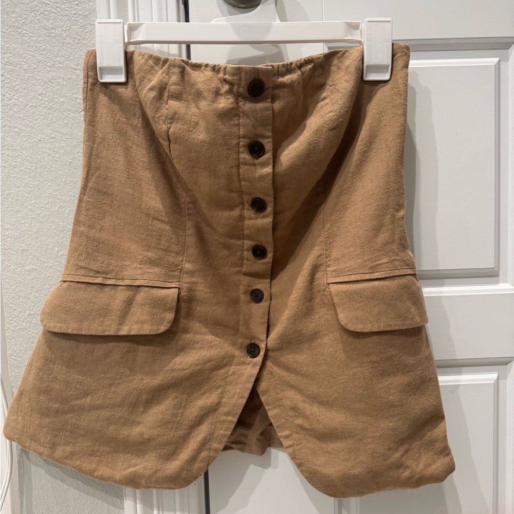 Tan A-Line Mini Top with Cargo Slit